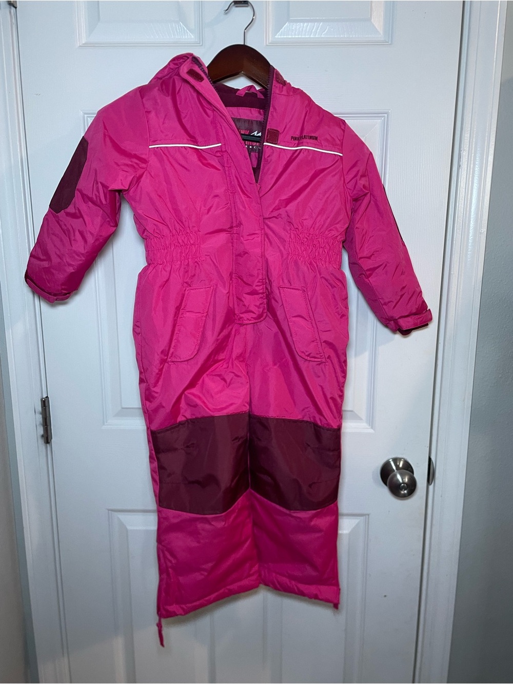 Pink Platinum Girls 4T Pink Insulated One Piece Snowsuit Ski Snow Bib Hooded